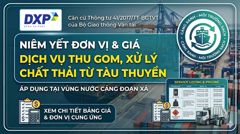 Đơn vị cung ứng dịch vụ thu gom và xử lý chất thải từ tàu thuyền với Cảng Đoạn Xá 2026